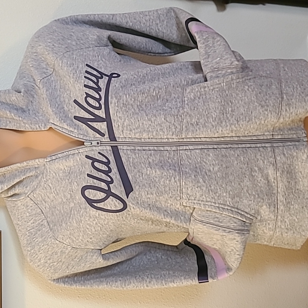 Girls Old Navy heather grey zip hooldie size xxl (16) - Picture 4 of 5